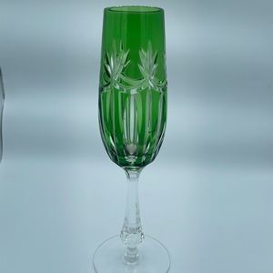 Bohemian Jewel Toned Cut to Clear Champagne Flutes